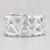 Diamond Accented Hearts Band 14k White Gold Size 6.25 Statement Ring