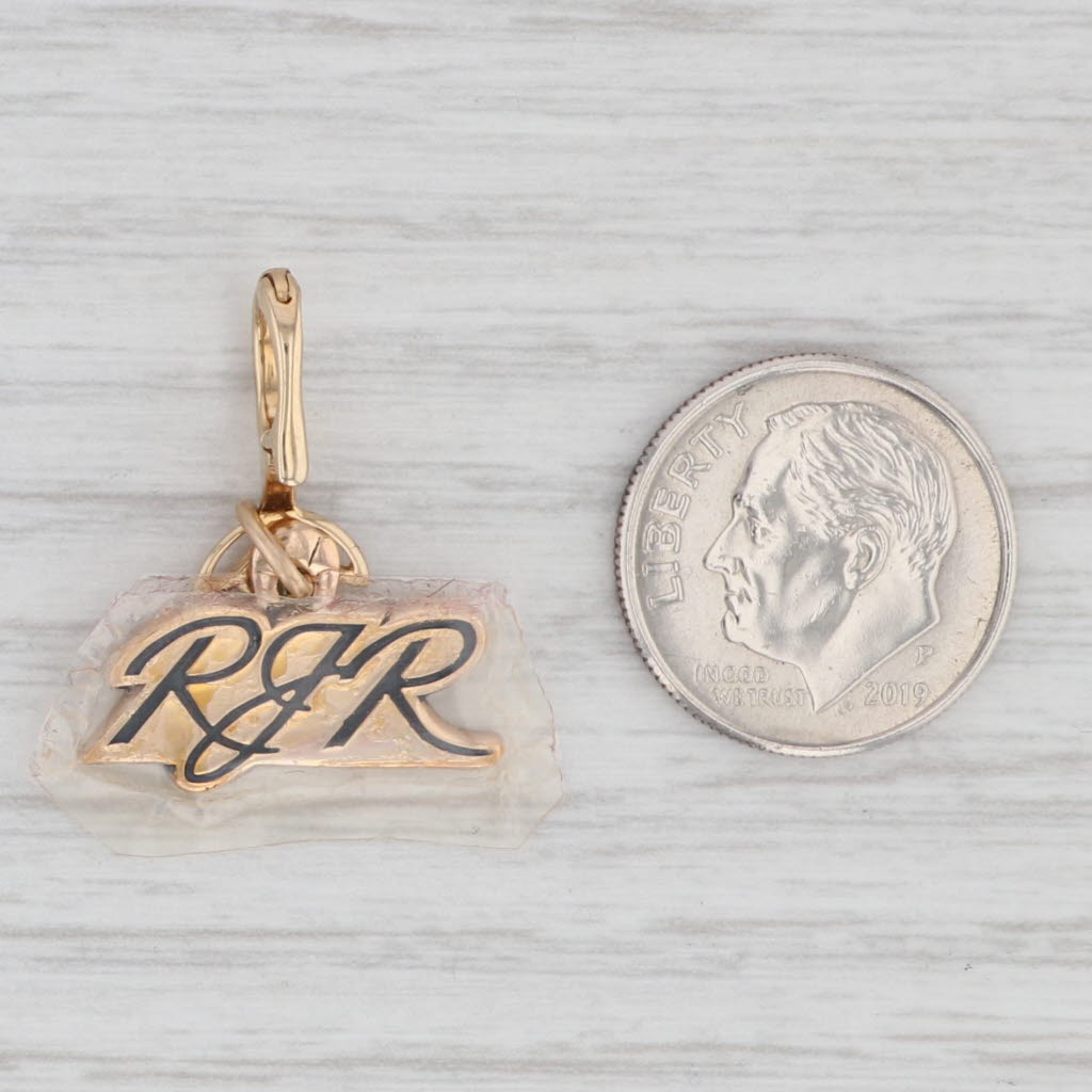 Light Gray New RJR Logo R J Reynolds Charm 10k Yellow Gold Company Service Keepsake Pendant