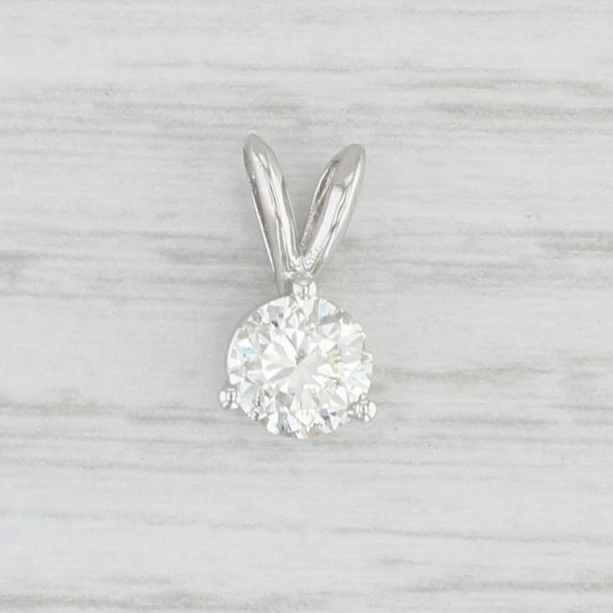 Light Gray 0.74ct Diamond Solitaire Pendant Platinum Round Brilliant Drop