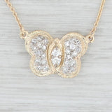 0.23ctw Diamond Butterfly Pendant Necklace 14k Yellow Gold 16.5-18.5" Adjustable