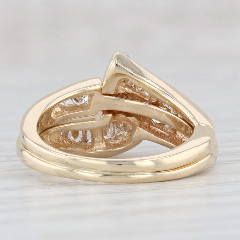 Light Gray 0.80ctw Diamond Engagement Ring Wedding Band Bridal Set 14k Gold Size 4.75