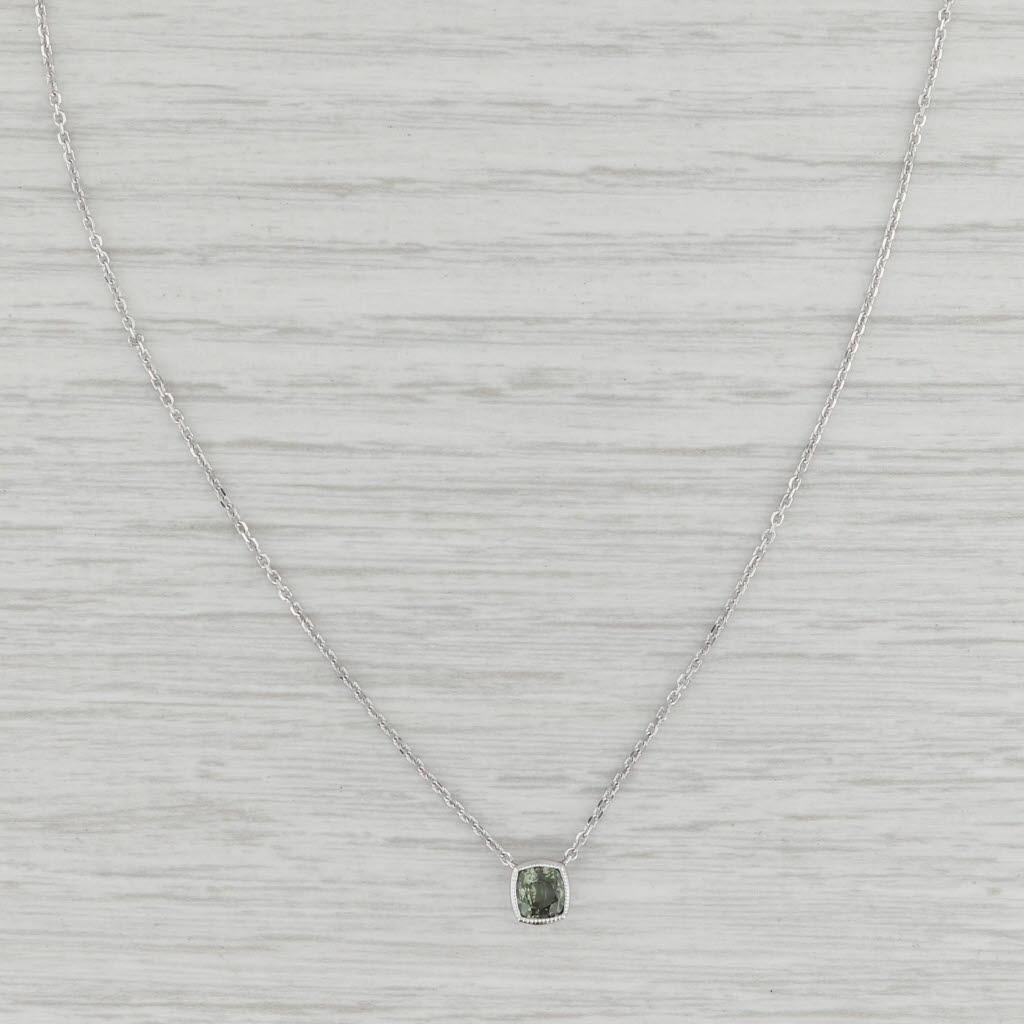 Light Gray New Custom 0.41ct Green Alexandrite Pendant Necklace 14k White Gold 16"