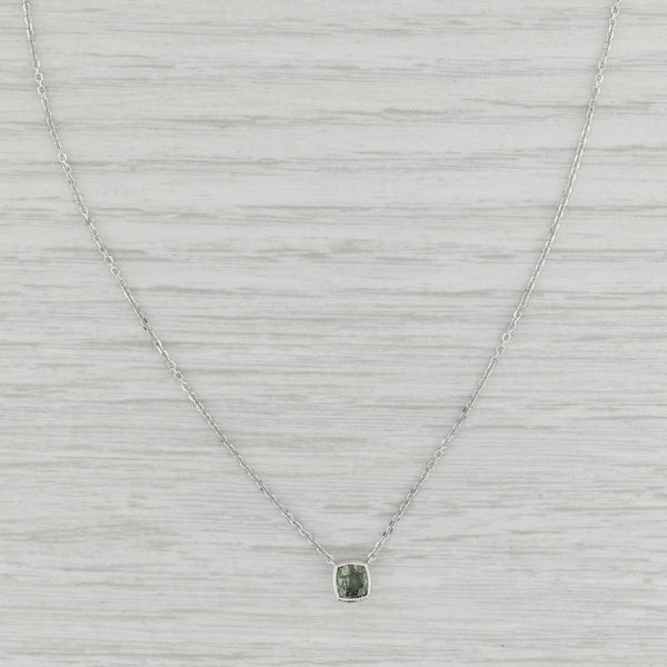 Light Gray New Custom 0.41ct Green Alexandrite Pendant Necklace 14k White Gold 16"