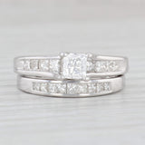 1.21ctw Princess Diamond Engagement Ring Wedding Band Bridal Set 14k White Gold