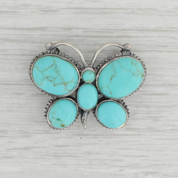 Gray Vintage Imitation Turquoise Butterfly Pendant Sterling Silver Howlite