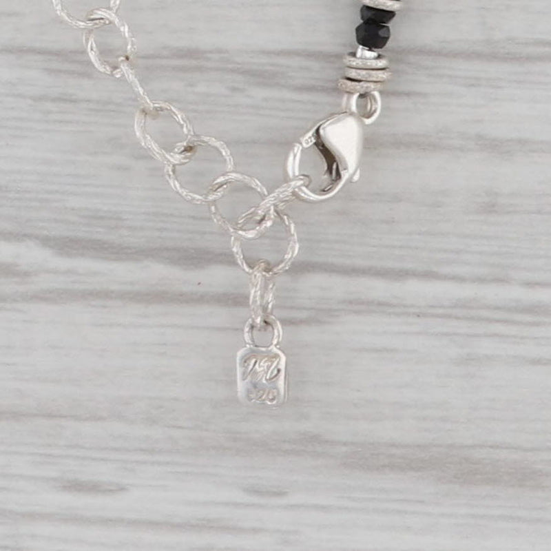 Gray New Nina Nguyen Black Spinel Bead Necklace Sterling Silver 15.5-18.5" Strand