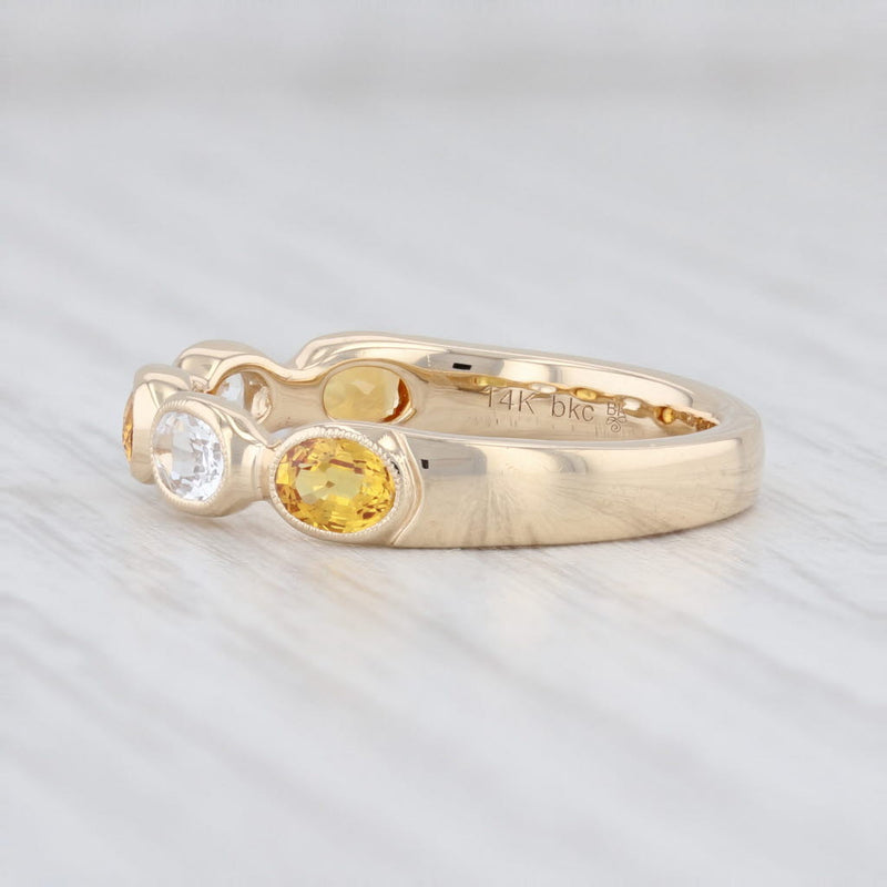 New Beverley K 1.1ctw White Orange Sapphire Stackable Ring 14k Gold Size 6.5
