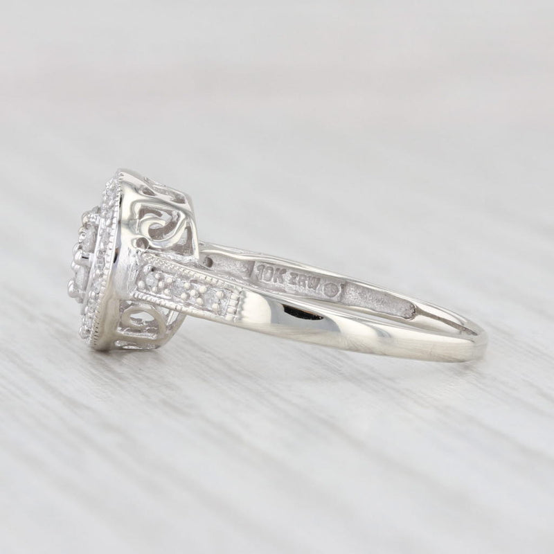 Light Gray 0.15ctw Diamond Cluster Halo Engagement Ring 10k White Gold Size 7
