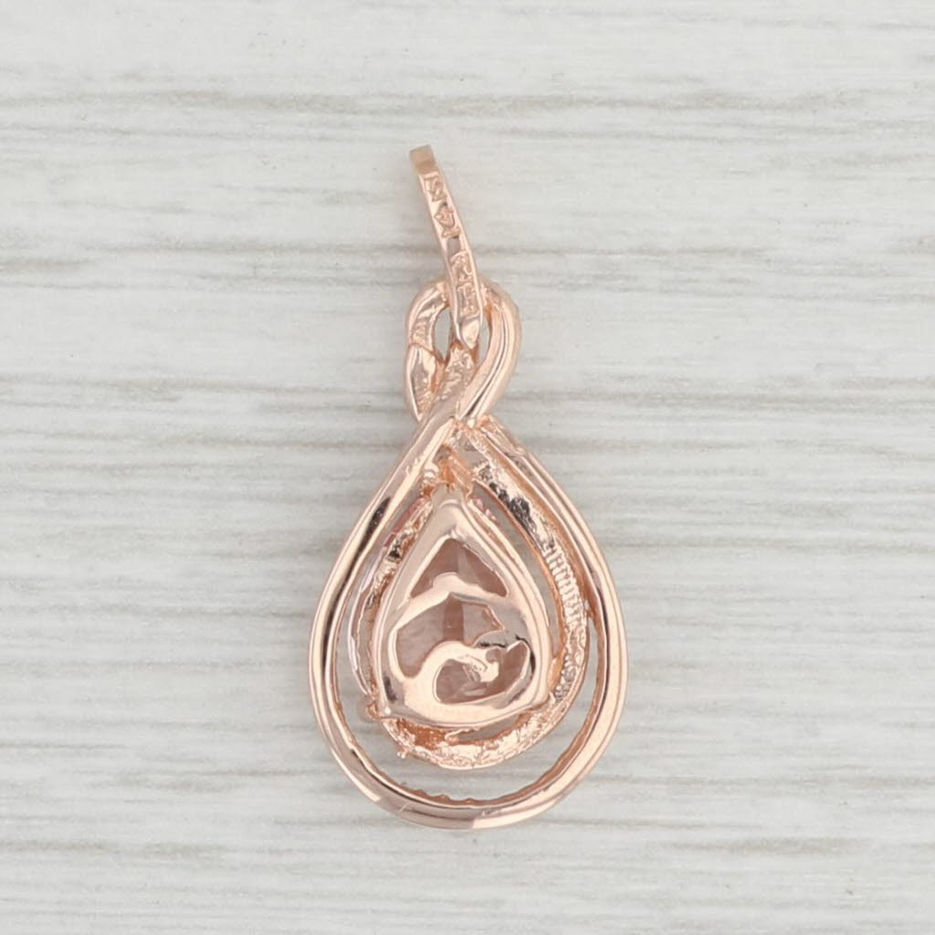 Light Gray 2.10ctw Peach Morganite Diamond Teardrop Pendant 14k Rose Gold Pear Cut