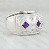 Light Gray Gabriel Co 0.75ctw Amethyst Statement Ring Hammered Sterling Silver Size 7