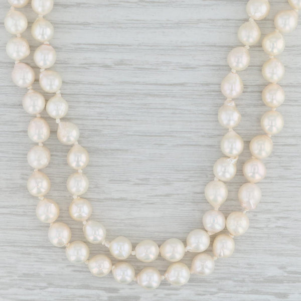 Light Gray 17.5" 2-Strand Cultured Pearl Strand Necklace 14k Gold Clasp