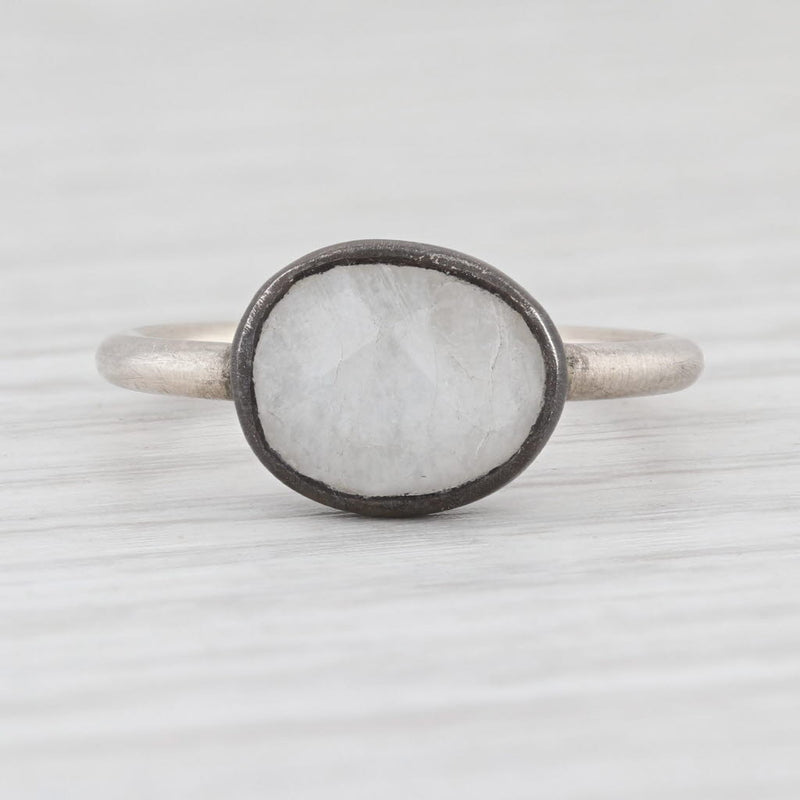 Light Gray New Nina Nguyen White Moonstone Ring Sterling Silver Size 7 Solitaire