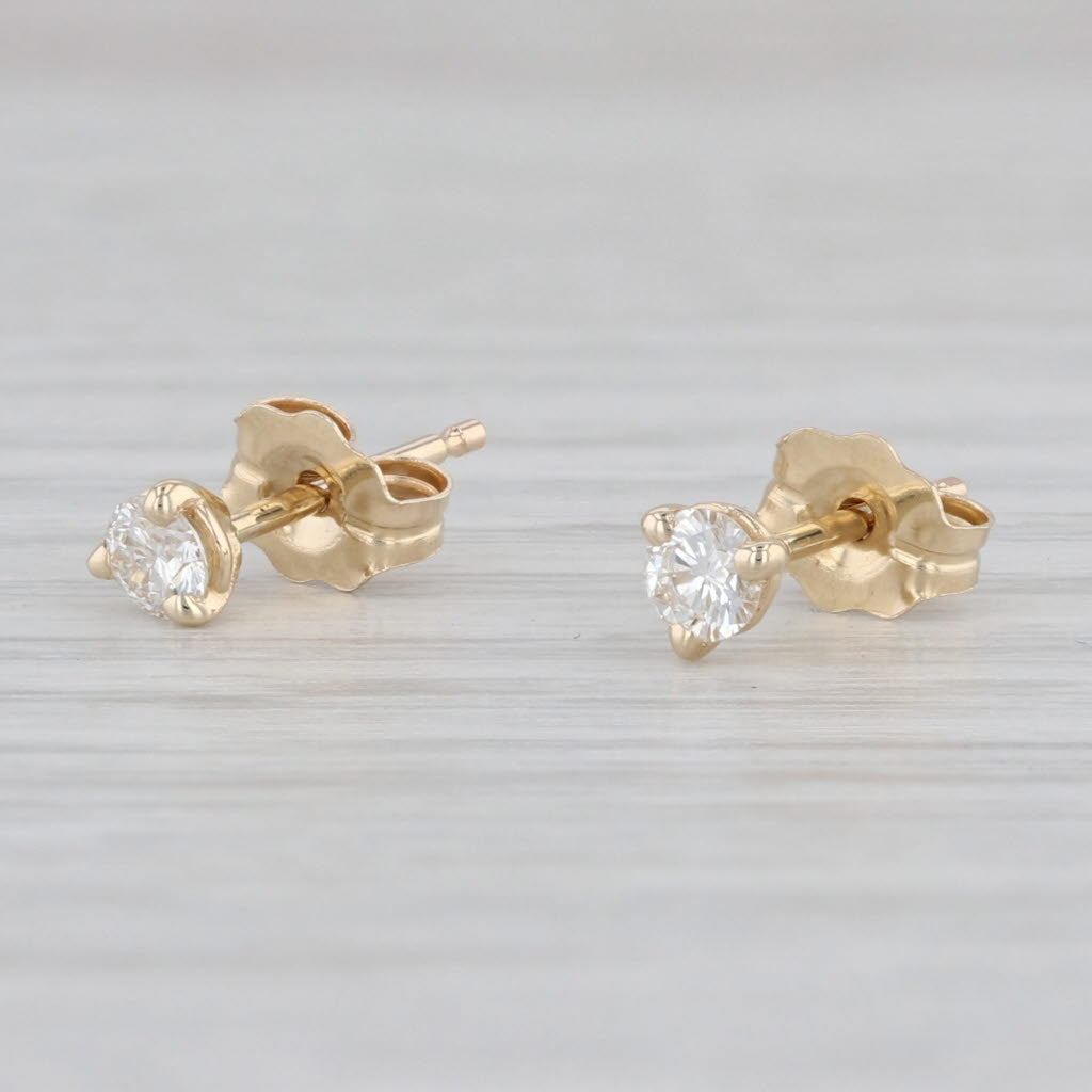 Light Gray New 0.19ctw Diamond VS2 Stud Earrings 14k Yellow Gold Round Brilliant Studs