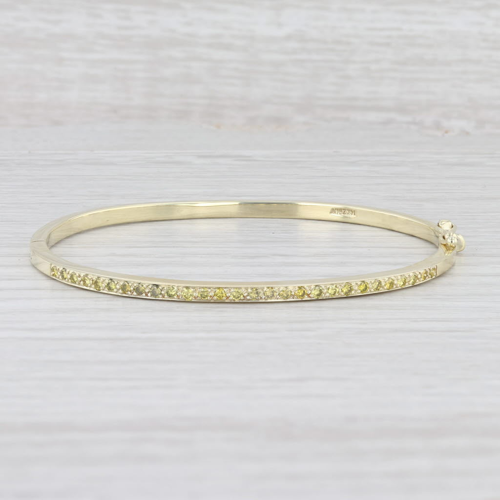 Light Gray 0.70ctw Yellow Diamond Oval Bangle Bracelet 14k Yellow Gold 6.75”