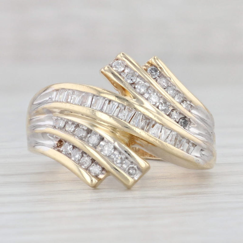 0.40ctw Scalloped Diamond Bypass Ring 10k Yellow Gold Size 8