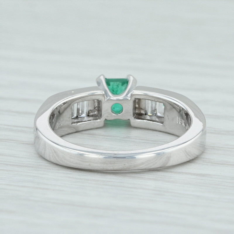 Light Gray 0.81ctw Jabel Emerald Diamond Engagement Ring 18k White Gold Size 6.5