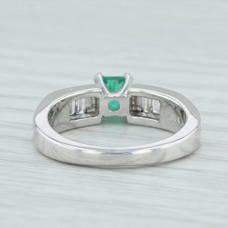 0.81ctw Jabel Emerald Diamond Engagement Ring 18k White Gold Size 6.5