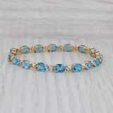 Gray 17.06ctw London Blue Topaz Diamond Tennis Bracelet 14k Yellow Gold 7.25" 5.1mm