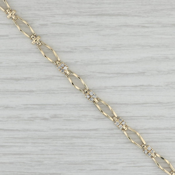 Gray 0.30ctw Diamond Bar Link Bracelet 14k Yellow Gold 7” 5.5mm