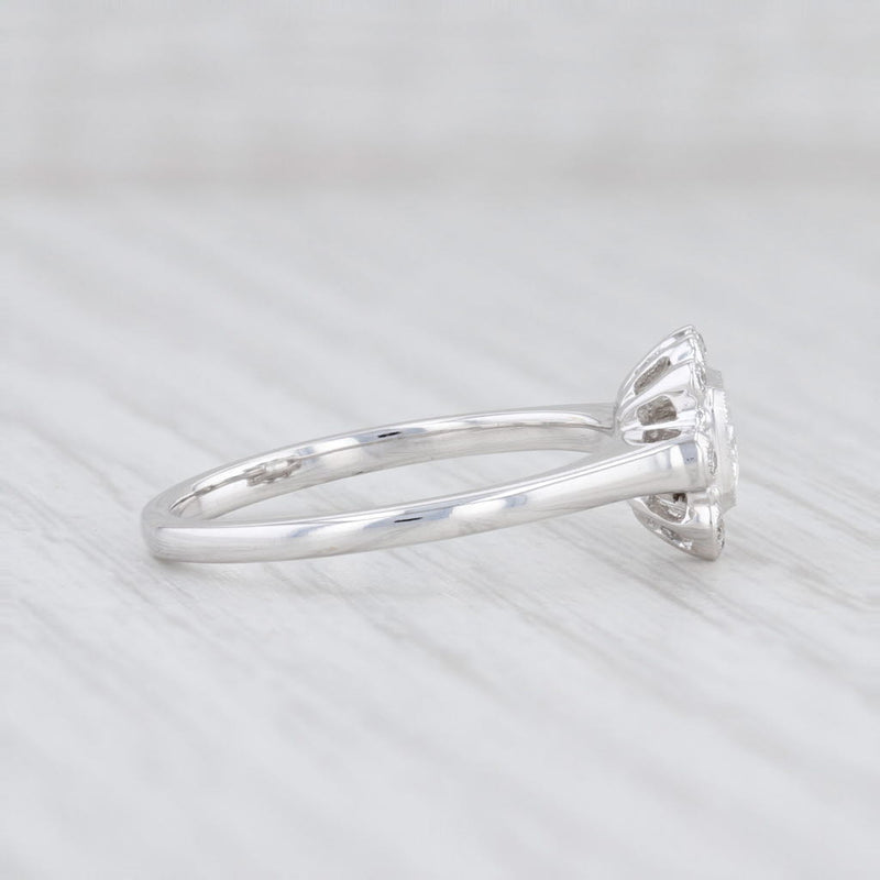 New Beverley K 0.84ctw Sapphire Diamond Halo Ring 18k White Gold Size 6.75