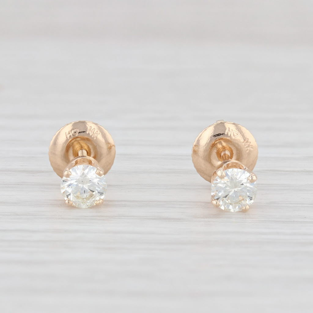 Light Gray 0.47ctw Diamond Stud Earrings 14k Yellow Gold Screwback Round Pierced