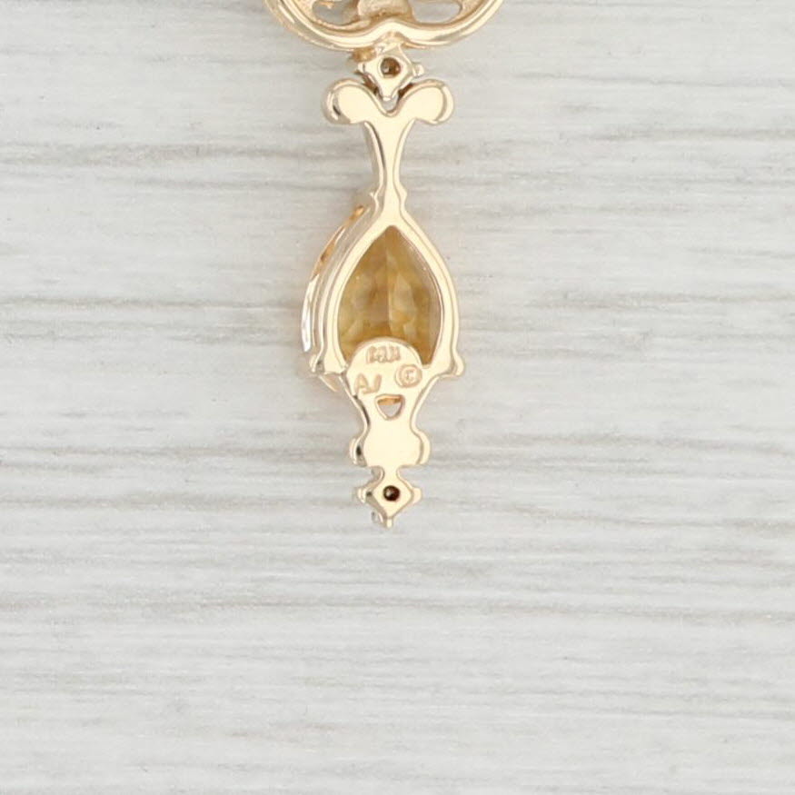 Light Gray 1.47ctw Ornate Citrine Garnet Diamond Pendant 14k Yellow Gold