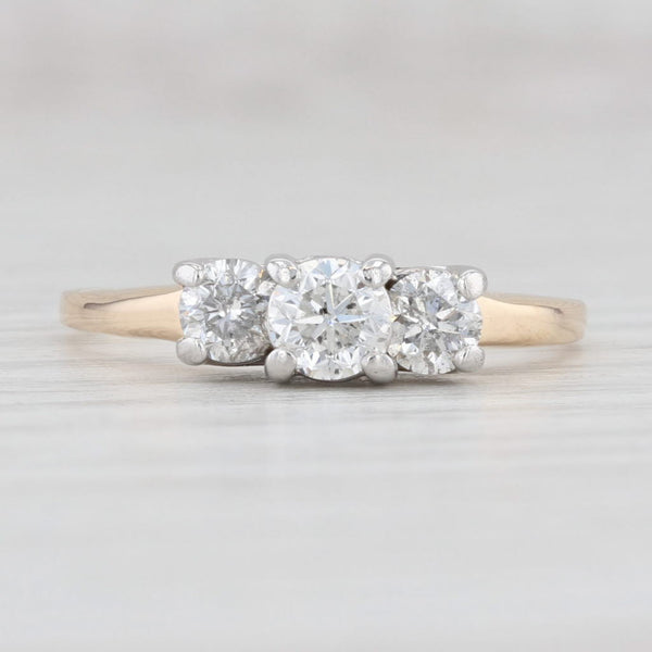 Light Gray 0.90ctw 3-Stone Diamond Engagement Ring 14k Yellow Gold Platinum Size 9