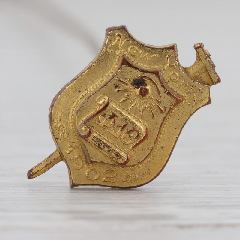 Gray Phi Delta Theta 1902 New York Convention Hat Pin Antique Fraternity Collectible