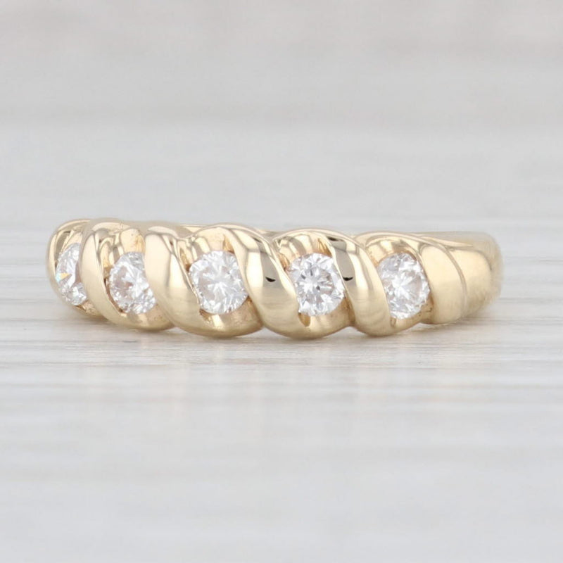 Light Gray 0.38ctw Diamond Stackable Ring 14k Yellow Gold Size 5.5 Wedding Anniversary Band