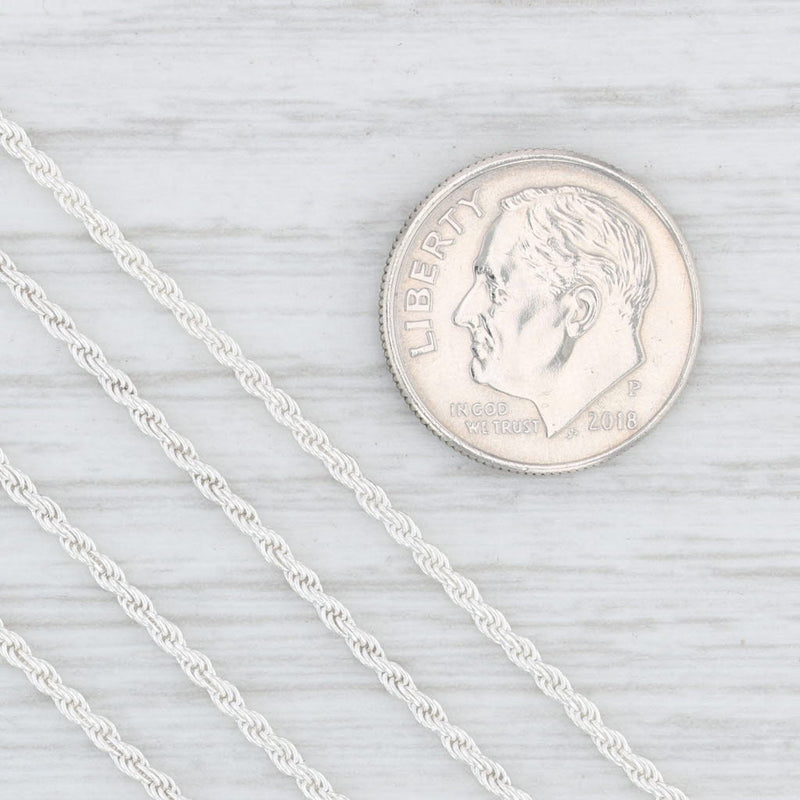 New Rope Chain Necklace Sterling Silver 925 Lobster Clasp 30" 1.4mm Italy