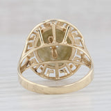 Chinese Jadeite Jade Signet Ring 10k Yellow Gold Size 7.25 Longevity Shou