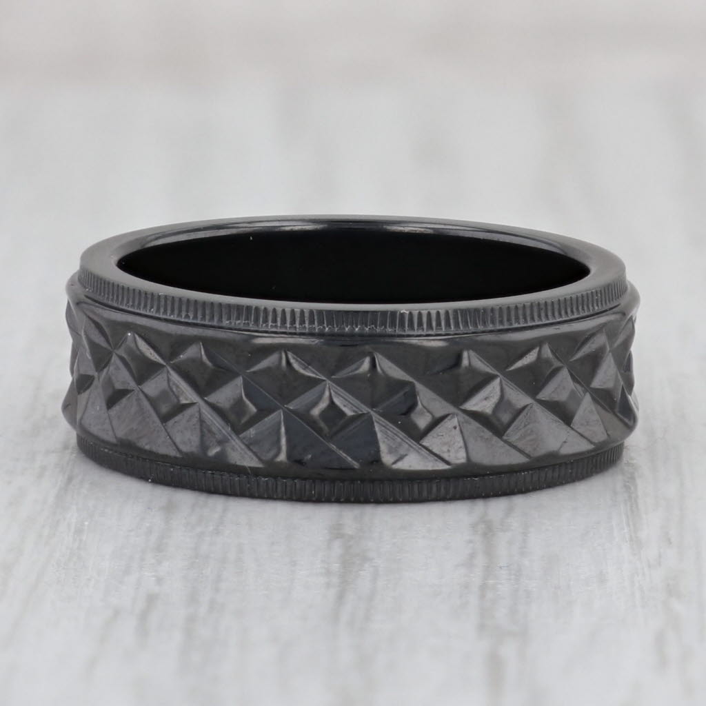 Light Gray New Textured Black Titanium Ring Size 9.75-10 Men's Wedding Band