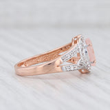 Light Gray New 3.10ctw Morganite Zircon Halo Ring Sterling Silver Rose Gold Plated Sz 6.25
