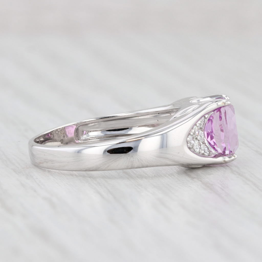 Light Gray 1.69ctw Oval Pink Kunzite Diamond Ring 14k White Gold Size 7.25