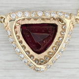 Gray 8.65ctw Rhodolite Garnet Diamond Halo Pendant Necklace 14k Gold 19" Cable Chain