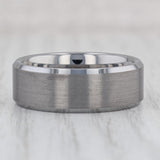 Light Gray New Men's Brushed Tungsten Ring Size 10 Beveled Comfort Fit Wedding Band