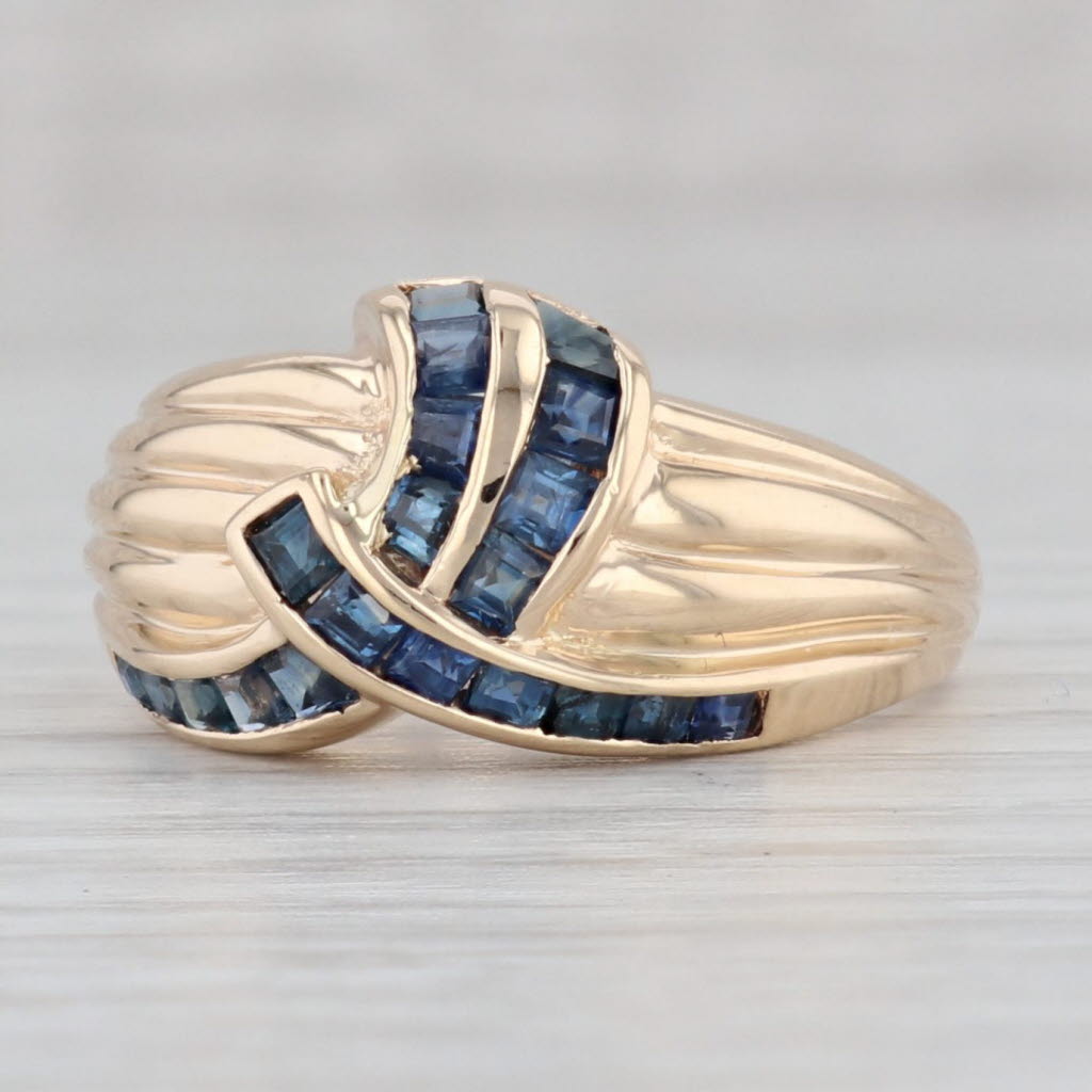 Gray 0.95ctw Blue Sapphire Knot Ring 14k Yellow Gold Size 7.25