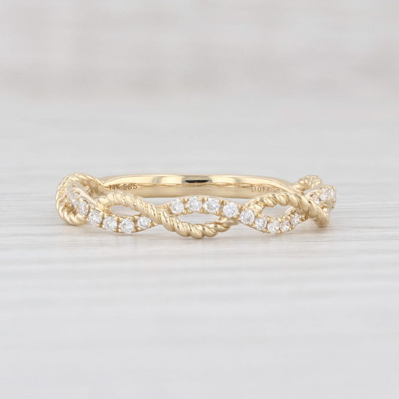 New Diamond Woven Stackable Ring 14k Yellow Gold Size 6.5 Wedding Band