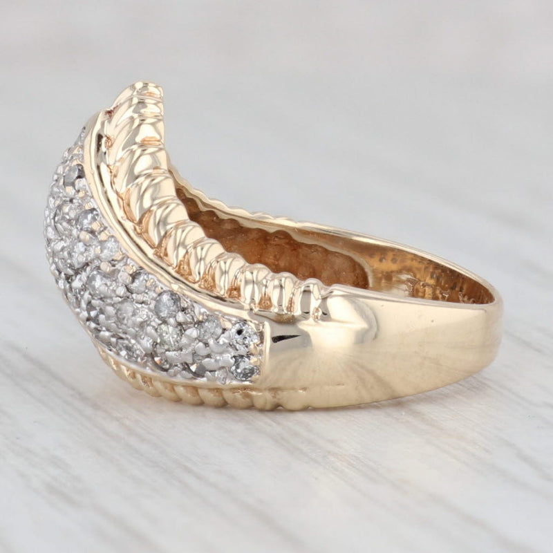 0.48ctw Contoured Diamond Ring 10k Gold Size 6 Stackable Band