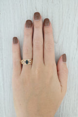 0.70ct Oval Blue Sapphire Ring 14k Yellow Gold Size 6.75 Diamond Scrollwork