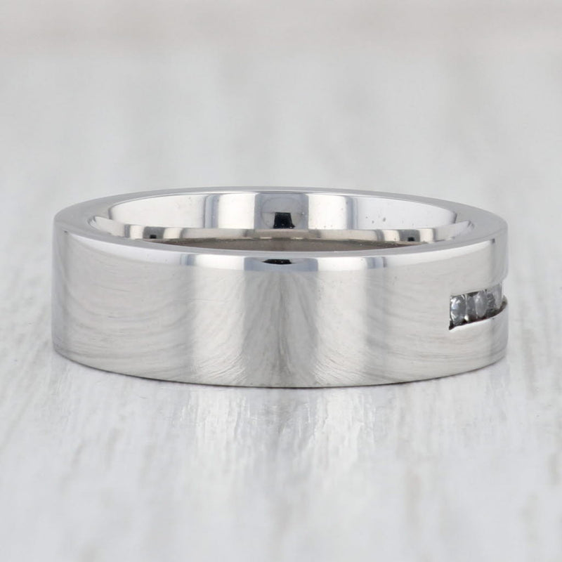 Light Gray New Cubic Zirconia Band Titanium Size 7.25 Wedding Ring
