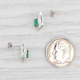 Light Gray New 0.26ctw Emerald Diamond Stud Earrings 14k White Gold May Birthstone Marquise