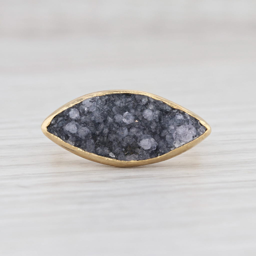 Light Gray New Nina Nguyen Druzy Amethyst Ring Sterling Silver 22k Gold Vermeil Size 7