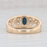 0.70ct Oval Blue Sapphire Ring 14k Yellow Gold Size 6.75 Diamond Scrollwork