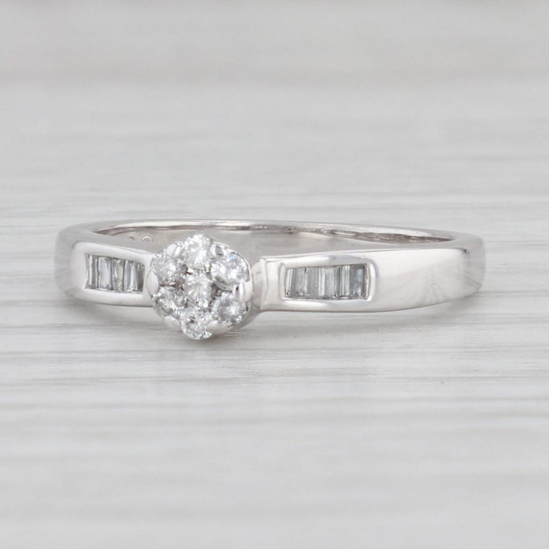 Light Gray 0.24ctw Round Diamond Engagement Ring 10k White Gold Size 7