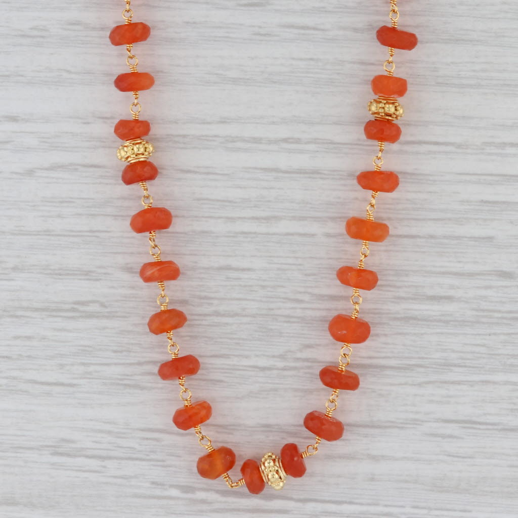 Gray New Nina Nguyen Melody Carnelian Bead Necklace Sterling Gold Vermeil Adjustable