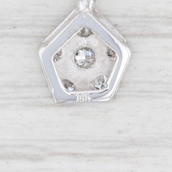 Light Gray 0.35ctw Diamond Hexagon Pendant 14k White Gold Small Drop