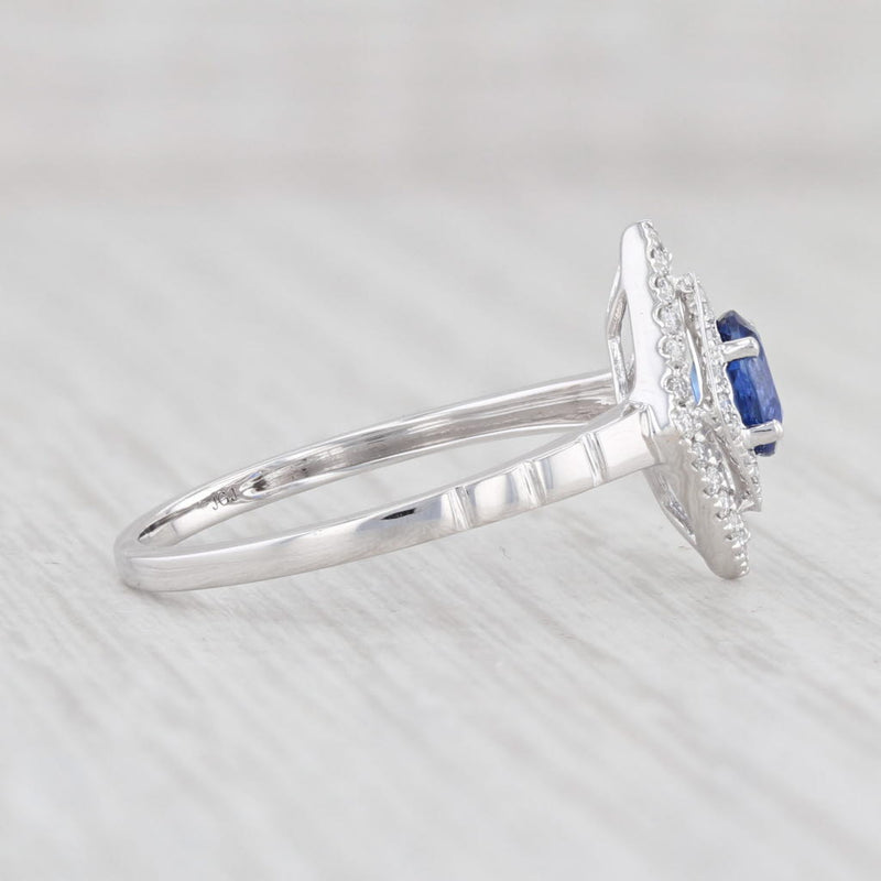 Light Gray New 0.65ctw Blue Sapphire Diamond Halo Ring 14k White Gold Size 6.75 Engagement