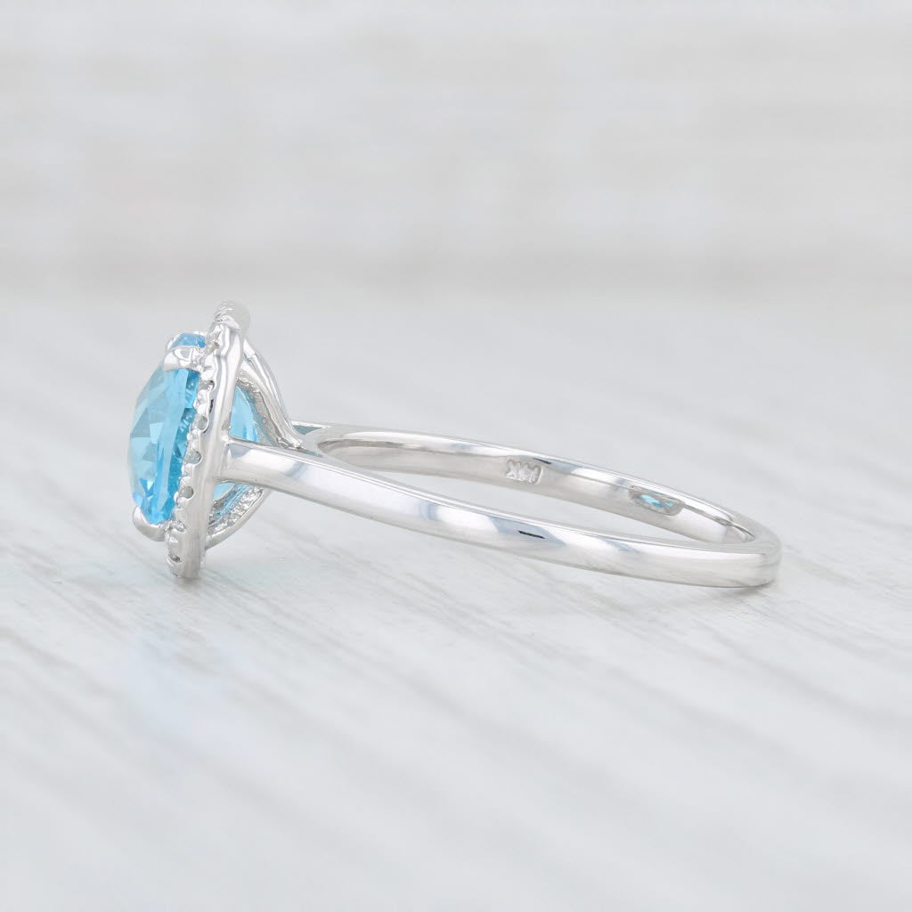 Light Gray New 2.64ctw Blue Topaz Diamond Halo Ring 14k White Gold Size 7.5