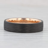 Light Gray Furrer Jacot Carbon Fiber Ring 18k Rose Gold Wedding Band Size 8.75